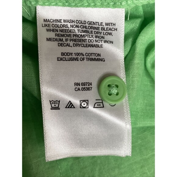 Columbia Boys Button-Up Short Sleeve Shirt Bright Green 100% Cotton Size X-Small - Picture 5 of 5